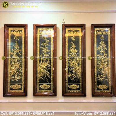 Tranh Tứ Qúy Bằng Đồng Mạ Vàng tại Sài Gòn TPHCM