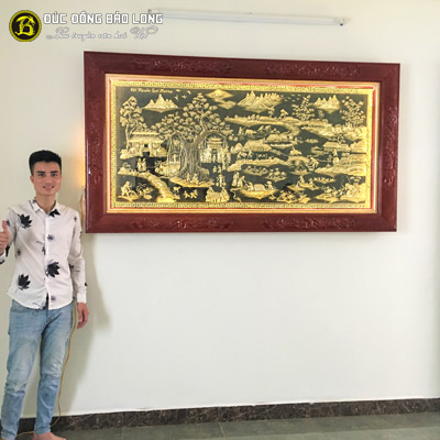 Tranh Đồng Quê Bằng Đồng 1m97x1m07 Khung Gỗ Hương Tại Sài Gòn TPHCM