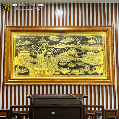 Tranh Đồng Quê Bằng Đồng 2m31x1m27 Khung Gõ Đỏ Tại Sài Gòn TPHCM