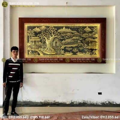 Tranh Cội Nguồn Quê Hương Bằng Đồng 2m3 x 1m2 Mạ Vàng 24k Tại Sài Gòn TPHCM