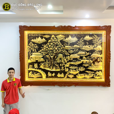 Tranh Đồng Quê Bằng Đồng 2m62x1m76 Khung Gỗ Chò Chỉ Tại Sài Gòn TPHCM