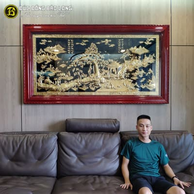 Tranh Đồng Quê Bằng Đồng 1m76x89cm Khung Gỗ Chò Chỉ Tại Sài Gòn TPHCM