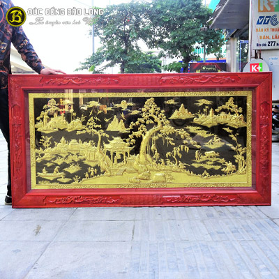 Tranh Đồng Quê Bằng Đồng 1m76x89cm Khung Gỗ Hương Tại Sài Gòn TPHCM