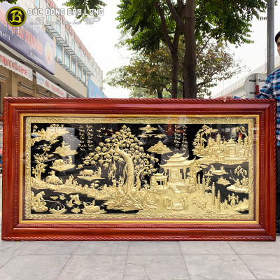 Tranh Đồng Quê Bằng Đồng Chạm Tay Thủ Công 2m31x1m27 Tại Sài Gòn TPHCM