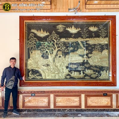 Tranh Đồng Quê Bằng Đồng 3mx2m2 Khung Chò Chỉ Tại Sài Gòn TPHCM