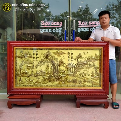 Tranh Đồng Quê Bằng Đồng Nền Xước Giả Cổ 1m7x90cm Giá Rẻ Tại Sài Gòn TPHCM