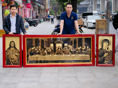 Bộ Tranh Khắc Đồng Công Giáo Khung Gỗ - Hàng Đặt Theo Yêu Cầu tại Sài Gòn TPHCM