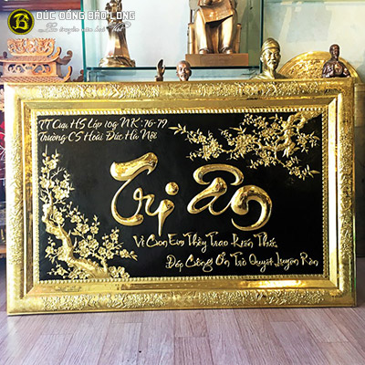 Tranh Chữ Tri Ân Bằng Đồng 1m07x68cm Khung Liền Đồng tại Sài Gòn TPHCM