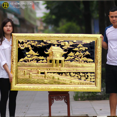 Tranh Đồng Khuê Văn Các khung Đồng Mạ Vàng 24k 1m27x81cm tại Sài Gòn TPHCM