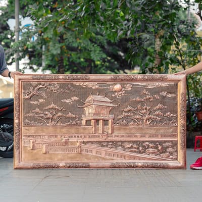 Tranh Khuê Văn Các Bằng Đồng Màu Giả Cổ Khung Liền Đồng 1m89 x 1m05 tại Sài Gòn TPHCM