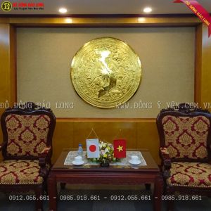 Mặt Trống Đồng bản đồ mạ vàng1m27 lắp tại HVKT Quân Sự