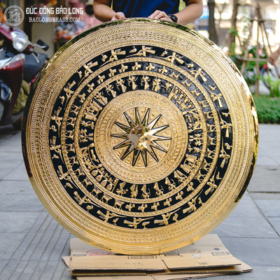 Mặt Trống Đồng Gò Chạm Mạ Vàng 24K Đường kính 1m tại Sài Gòn TPHCM