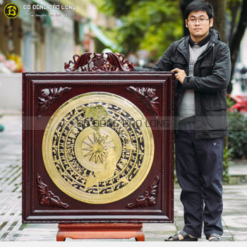 Tranh Mặt Trống Đồng Bản Đồ khung gụ cho khách Quảng Bình