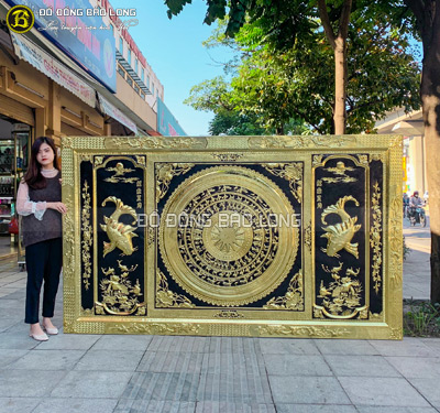 Tranh Mặt trống đồng Cá chép khung liền đồng 2m62 x 1m55 tại Sài Gòn TPHCM
