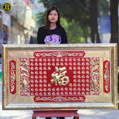 Tranh Chữ Bách Phúc Khung Đồng 1m55x88cm tại Sài Gòn TPHCM