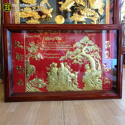 Tranh Mừng Thọ Cha Mẹ bằng đồng khổ 1m07x68cm tại Sài Gòn TPHCM