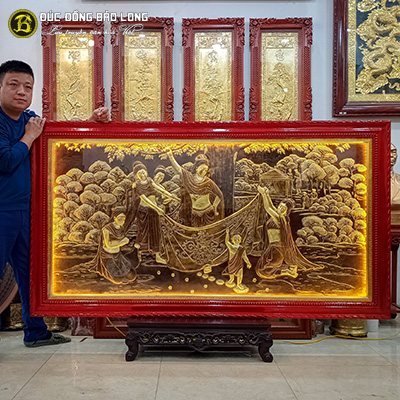 Tranh Đức Phật Thích Ca Đản Sinh Khung Gỗ Hương 2mx1m1 tại Sài Gòn TPHCM