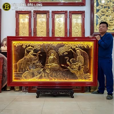 Tranh Phật Thích Ca Hàng Phục Ma Vương 2mx1m1 Khung Gỗ Hương tại Sài Gòn TPHCM