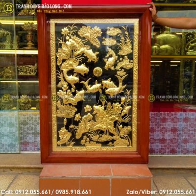 Tranh 9 Con Cá Chép Quần Tụ Bằng Đồng tại Sài Gòn TPHCM