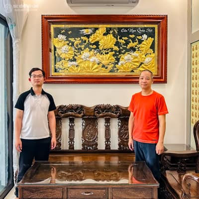 Tranh Cửu Ngư Quần Hội Bằng Đồng Dát Vàng Bạc Khổ 1m97 x 1m07 tại Sài Gòn TPHCM
