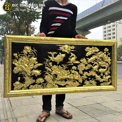 Tranh Cửu Ngư Quần Hội Bằng Đồng 1m27 x 61cm Khung Liền Đồng tại Sài Gòn TPHCM