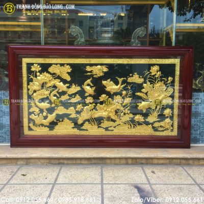 Tranh Cửu Ngư Quần Hội Bằng Đồng 1m76 x 90cm Mạ Vàng 24k tại Sài Gòn TPHCM