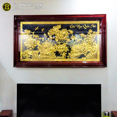 Tranh Cửu Ngư Quần Hội Bằng Đồng Mạ Vàng 2m31x1m27 tại Sài Gòn TPHCM