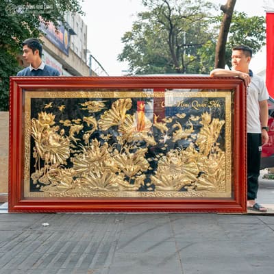 Tranh Cửu Ngư Quần Tụ Bằng Đồng Khổ Lớn 2m33 x 1m33 tại Sài Gòn TPHCM