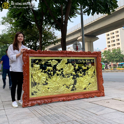Tranh Đồng Cửu Ngư Quần Tụ Mạ Vàng khung Hương Đá 2m37 tại Sài Gòn TPHCM