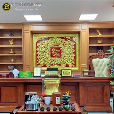 Tranh Đồng Cửu Long Hưng Thịnh Khung Đồng Mạ Vàng 1m92x1m52 tại Sài Gòn TPHCM