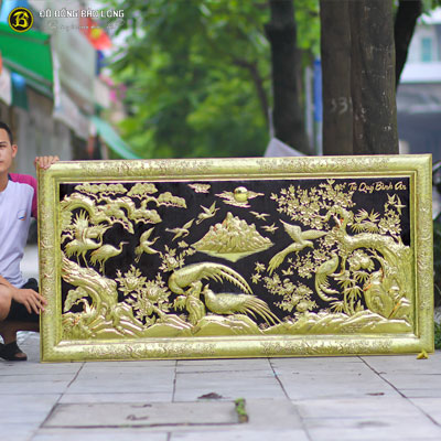 Tranh Đồng Tứ Quý Bình An Khung liền Đồng 1m76x89cm tại Sài Gòn TPHCM