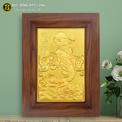 Tranh Cá Chép Bằng Đồng Mạ Vàng Khổ 28cmx38cm tại Sài Gòn TPHCM