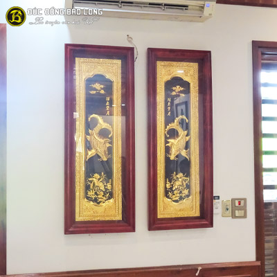 Tranh Lý Ngư Vọng Nguyệt Mạ Vàng 1m55x61cm Khung Chò Chỉ tại Sài Gòn TPHCM