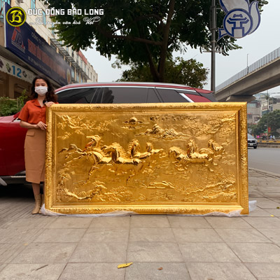 Tranh Bát Mã Mạ Vàng 2m31x1m27 Khung Liền Đồng tại Sài Gòn TPHCM