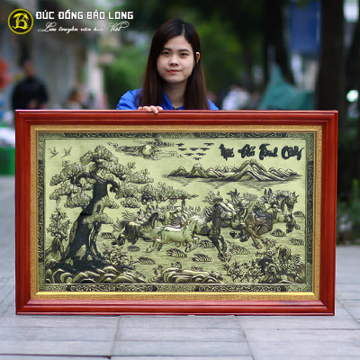 Tranh Mã Đáo Thành Công Hàng Dập Nền Xước 1m1x70cm Khung Gỗ tại Sài Gòn TPHCM