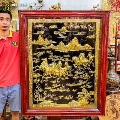 Tranh Bát Mã Bằng Đồng Hàng Chạm Tay Thủ Công 1m43x1m07 tại Sài Gòn TPHCM