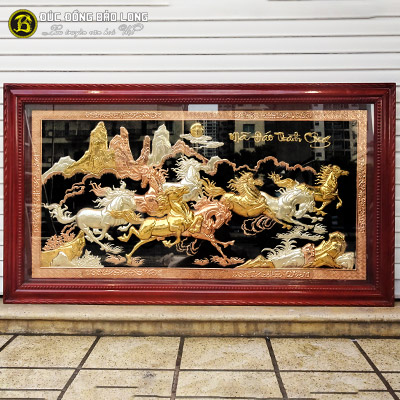 Tranh Bát Mã Bằng Đồng 1m55x88cm Mạ Tam Khí tại Sài Gòn TPHCM