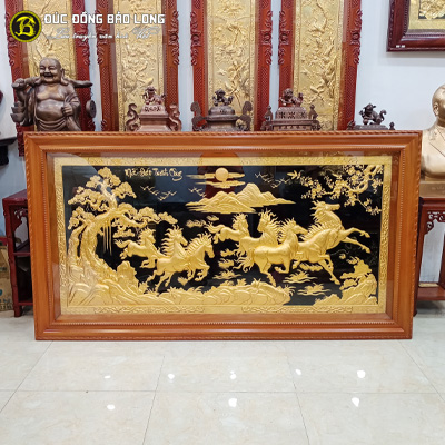 Tranh Mã Đáo Thành Công Dát Vàng 1m97x1m07 Khung Gõ Đỏ tại Sài Gòn TPHCM