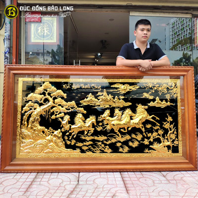 Tranh Mã Đáo Thành Công Mạ Vàng 1m97 x 1m07 Khung Gõ Đỏ tại Sài Gòn TPHCM