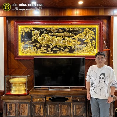 Tranh Mã Đáo Thành Công Bằng Đồng Mạ Vàng 24k Khổ 2m1x81cm tại Sài Gòn TPHCM