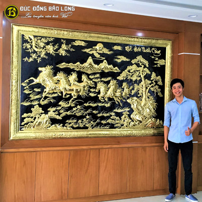 Tranh Bát Mã Bằng Đồng 2m37x1m5 Khung Liền Đồng tại Sài Gòn TPHCM