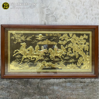 Tranh Bát Mã Bằng Đồng 48cmx88cm Nền Cổ tại Sài Gòn TPHCM