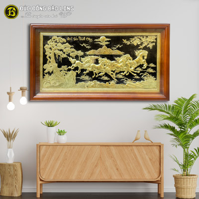 Tranh Bát Mã Bằng Đồng 48cmx88cm Nền Đen tại Sài Gòn TPHCM