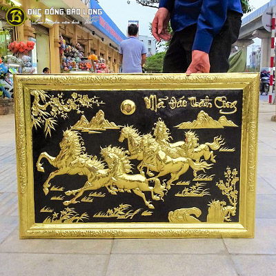 Tranh Bát Mã Bằng Đồng 88cmx61cm Khung Liền Đồng tại Sài Gòn TPHCM