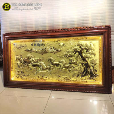 Tranh Bát Mã Bằng Đồng Hàng Dập Nền Xước 1m7x90cm tại Sài Gòn TPHCM