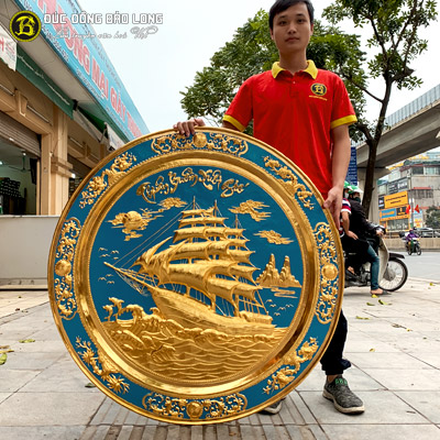Tranh Mâm Đồng Thuận Buồm Xuôi Gió ĐK 90cm Mạ Vàng 24k tại Sài Gòn TPHCM