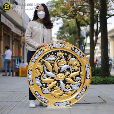 Tranh Mâm Đồng Cửu Ngư Quần Hội Dát Vàng, Dát Bạc ĐK 1m tại Sài Gòn TPHCM