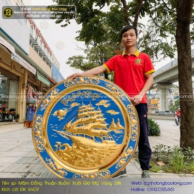 Mâm Đồng Thuận Buồm Xuôi Gió 1m07 Mạ Vàng 24k tại Sài Gòn TPHCM