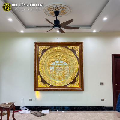 Tranh Mâm Đồng Tứ Linh Dát Vàng 2m17 Khung Gõ tại Sài Gòn TPHCM
