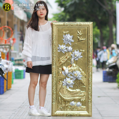 Tranh Hoa Sen Bằng Đồng 1m07x55cm Khung Liền Đồng tại Sài Gòn TPHCM